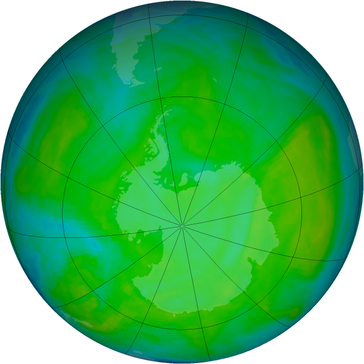 Antarctic ozone map for 26 December 1987